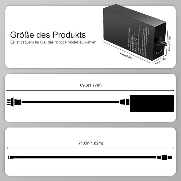 102W 15V 6.33A Microsoft Surface Pro Netzteil Laptop-Ladegerät Kompatibel mit Surface Pro 8 7 6 5 4
