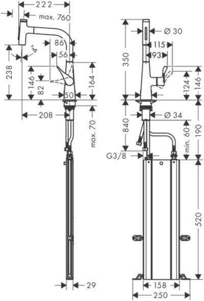 hansgrohe Wasserhahn Metris Select M71 (Wasserhahn Küche mit Schlauchbox, 150° schwenkbar, ausziehba