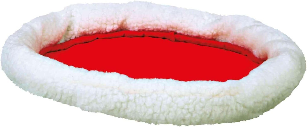 Trixie 28631 Kuschelbett, 47 × 38 cm, wollweiss/rot weiss L 47 x B 37 x H 5 cm (1 Stück), weiss L 47