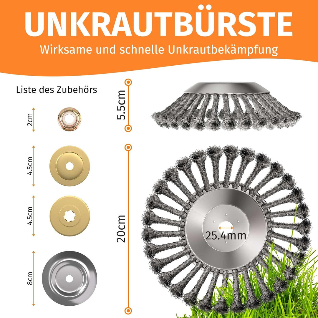 Profi Unkrautbürste für Freischneider, 25,4 mm wildkrautbürste, Drahtbürste Für Freischneider Unkrau