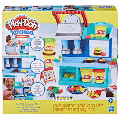 Play-Doh Kitchen Creations Play-Doh Buntes Restaurant, 2-seitiges Küchenspielset, Play-Doh Set für M