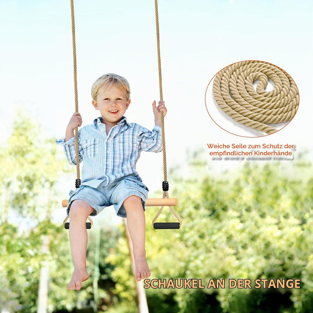 Trapez Schaukel, Kinderholz Multifunktions Einstellbar Schaukel mit Weicher Schwamm Griff Indoor Out
