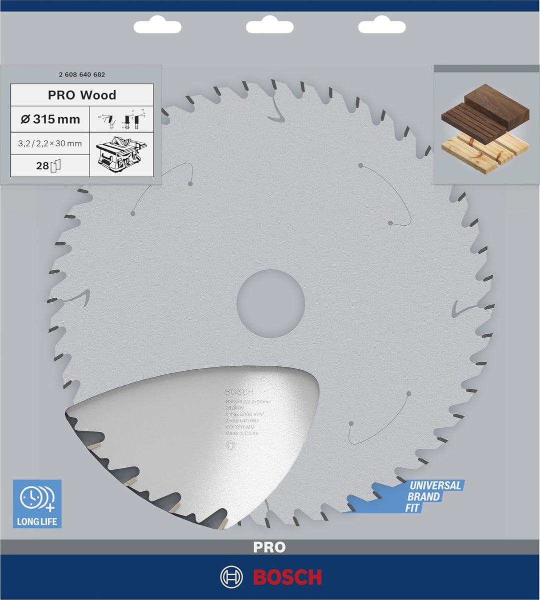 Bosch Professional 1x Kreissägeblatt Speedline Wood (für Holz, Sägeblatt Ø 315 x 30 x 3,2 mm, 28 Zäh