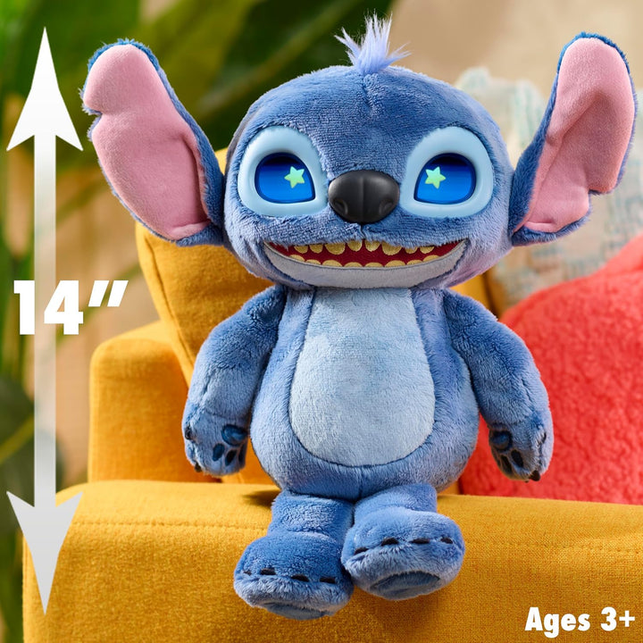 Just Play Disney Stitch Many Moods 34,3 cm grosses interaktives Plüschtier, 50+ Soundeffekte und Spr