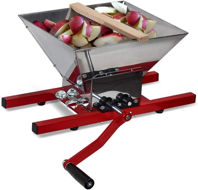 7L Obstmühle Edelstahl Apfelpresse Traubenmühle Maischemühle Fruchtbrecher Pulper Mühle mit Handkurb