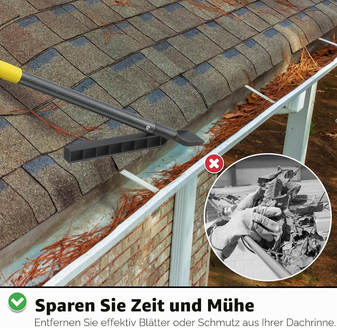 Dachrinnenreinigungswerkzeug mit 235 cm ausziehbarer Stange, Regenrinnen-Reinigungswerkzeug, Dachrin
