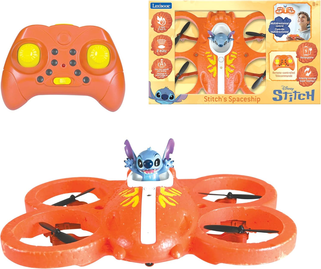 Lexibook, Disney Stitch, Das Fliegende Stitch-Raumschiff mit Fernbedienung, Blau, UFO1D