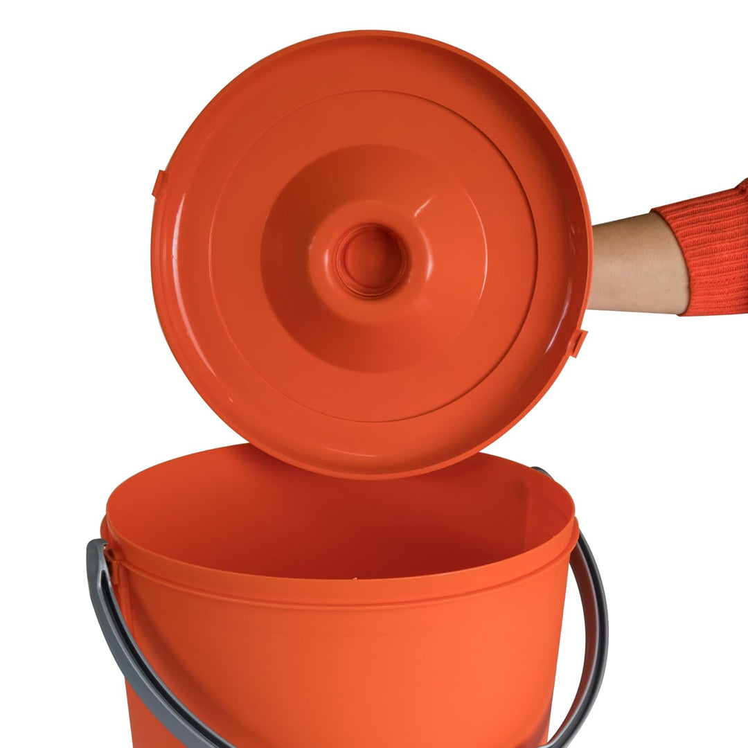 Mülleimer 10L verschliessbarem Deckel Henkel Orange 27cm Ø24cm Kunststoff Orange 10 Liter, Orange 10