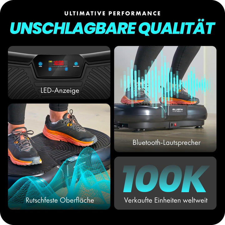 Bluefin Fitness Vibrationsplatte | Fettverbrennung, Muskelaufbau & Ganzkörpertraining | Kompaktes De