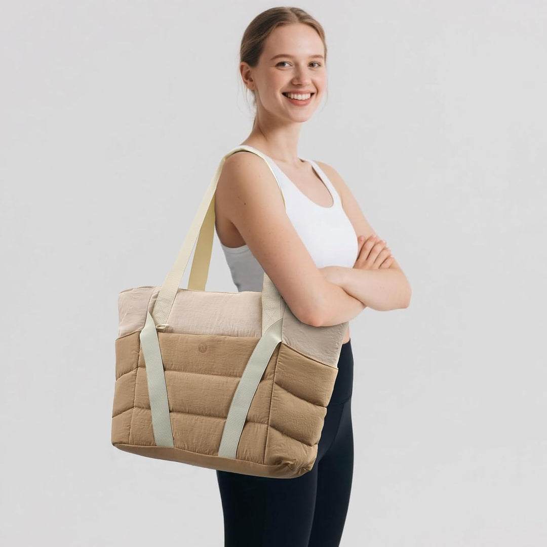 Axcone Tragetasche für Damen mit Reissverschluss,Gesteppte Tragetasche,Sporttasche mit Yogamatten-Gu