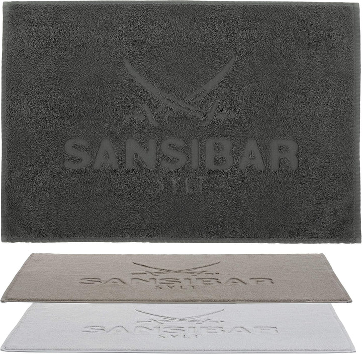 Sansibar Badvorleger 2er Set 50x80 cm 100% Baumwolle Fein-Flor Badteppich Badematte Anthrazit 50 x 8