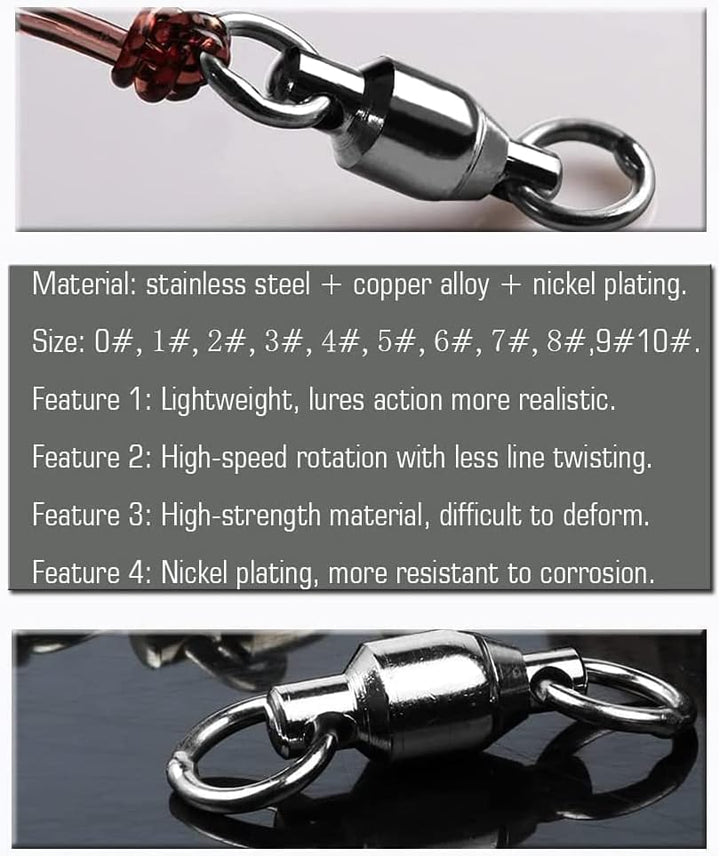 9Tong Ball Bearing Wirbel Geschweisst Ringe, Wallerwirbel Meereswirbel Salzwasserfest Spaltring Ange