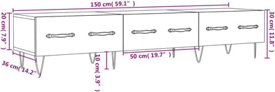 Tidyard TV-Schrank TV-Ständer TV-Möbel Mit 3 Schubladen Medienschrank 150 x 36 x 30 cm (B x T x H) F