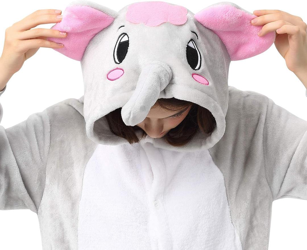 Katara 1744 (30+ Designs) Elefanten-Kostüm, Unisex Onesie/Pyjama-Qualität für Erwachsene & Teenager