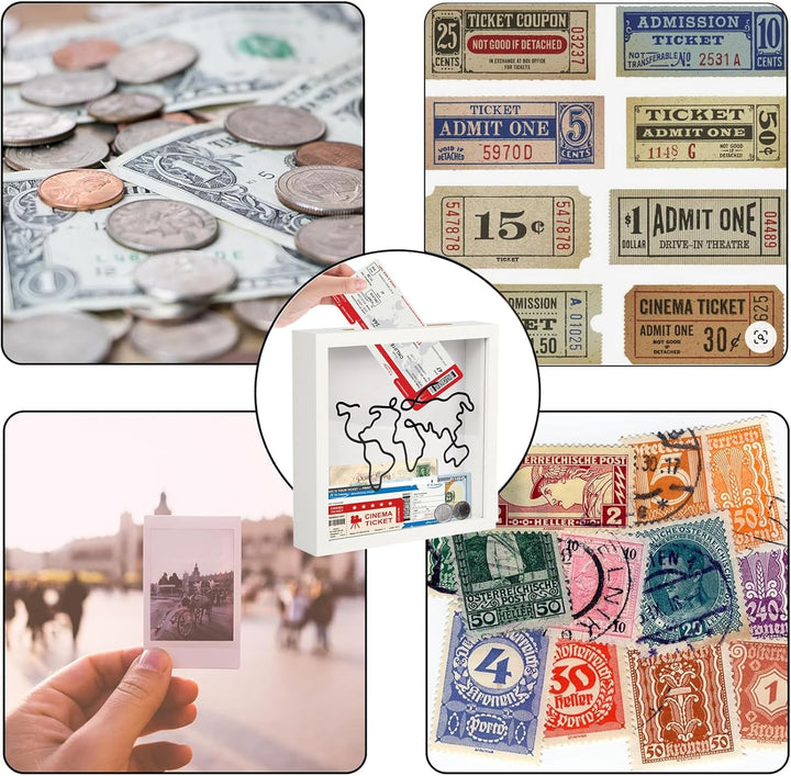 Abenteuer Archivbox,30*00cm Reise Sammelbox,Reiseabenteuer Archiv Schattenbox,Tickets Shadow Box mit