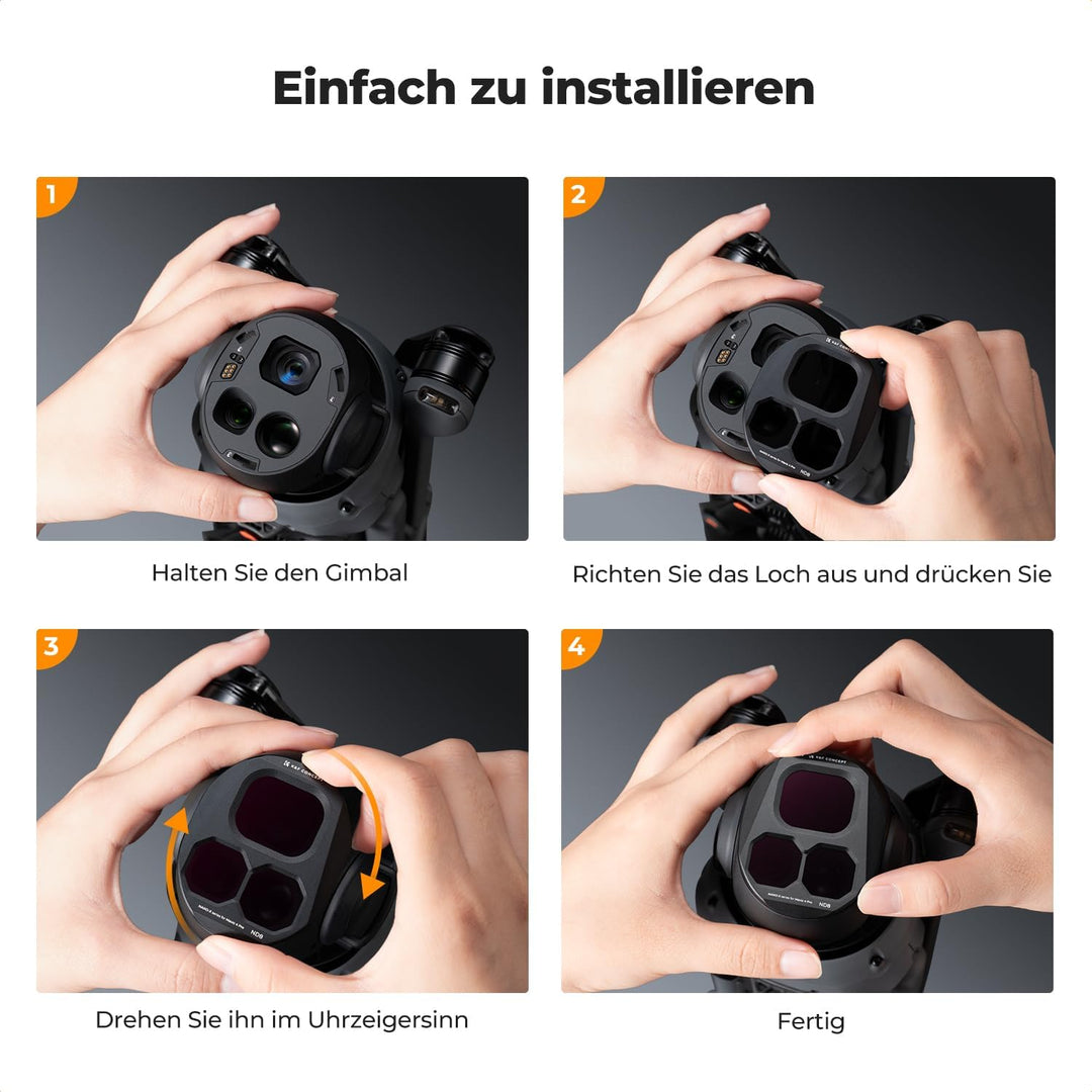 K&F Concept Push-in Fit ND Filter Kit Kompatibel mit DJI Mavic 4 PRO, ND8 ND16 ND32 ND64 4er Pack Ne