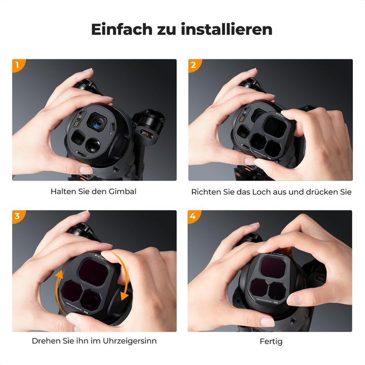 K&F Concept Push-in Fit ND Filter Kit Kompatibel mit DJI Mavic 4 PRO, ND8 ND16 ND32 ND64 4er Pack Ne