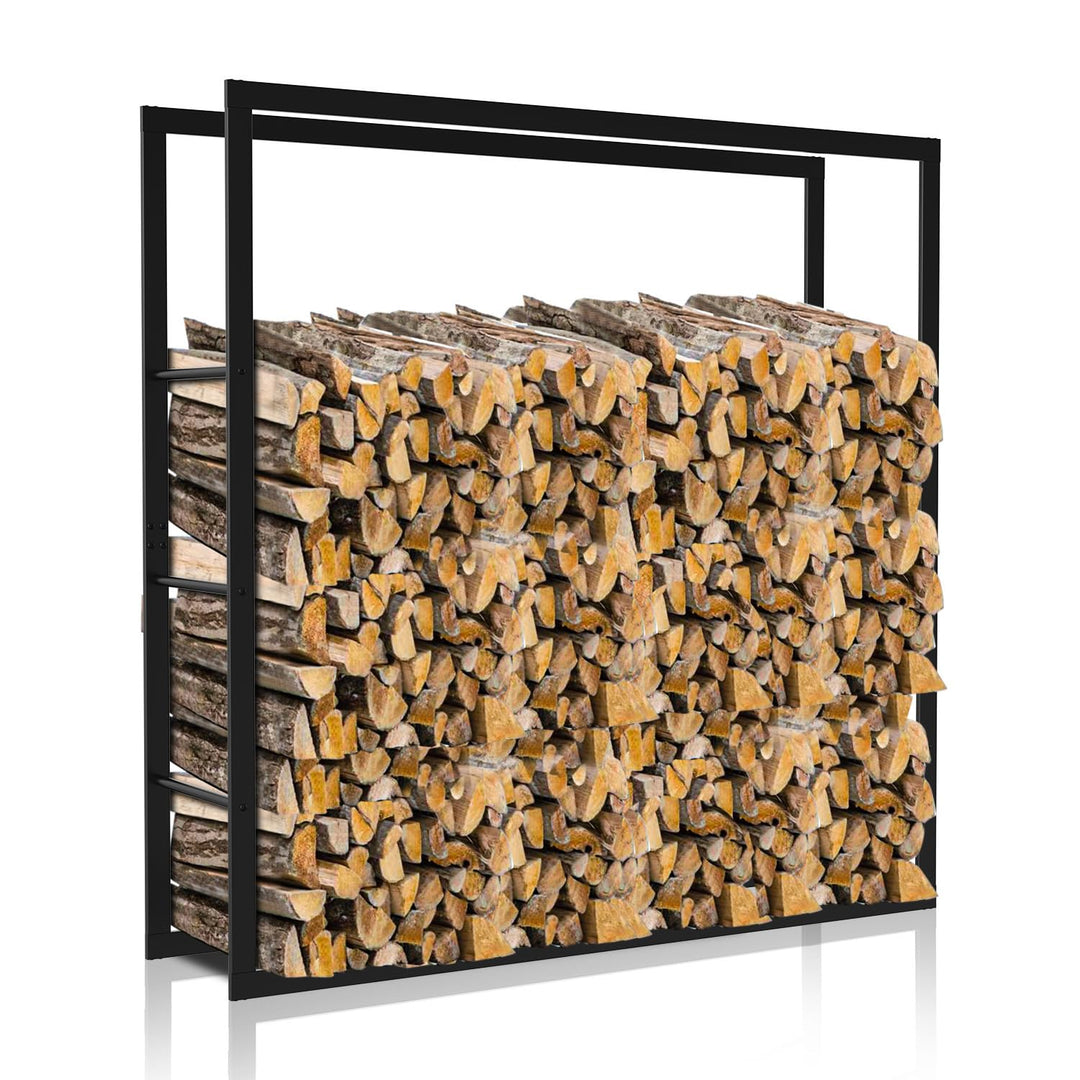 Ikodm kaminholzregal Innen und Aussen, Metall Brennholzregal aussen 100 x 25 x 150CM, Holzstapelhilf