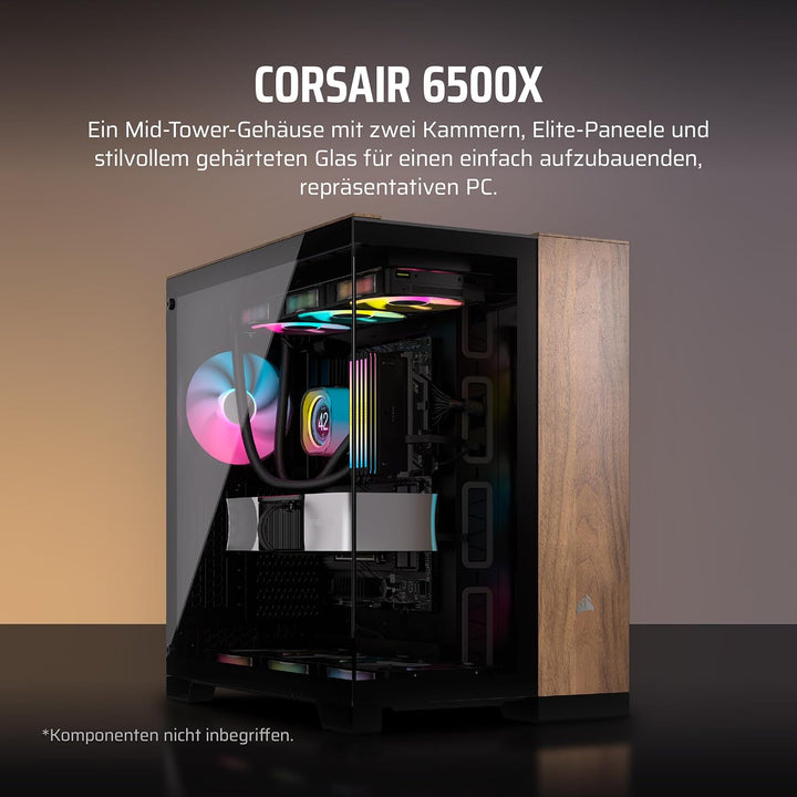 CORSAIR 6500X Mid-Tower ATX-Doppelkammer-PC-Gehäuse – Gehärtetes Panoramaglas - Umgekehrte Verbindun