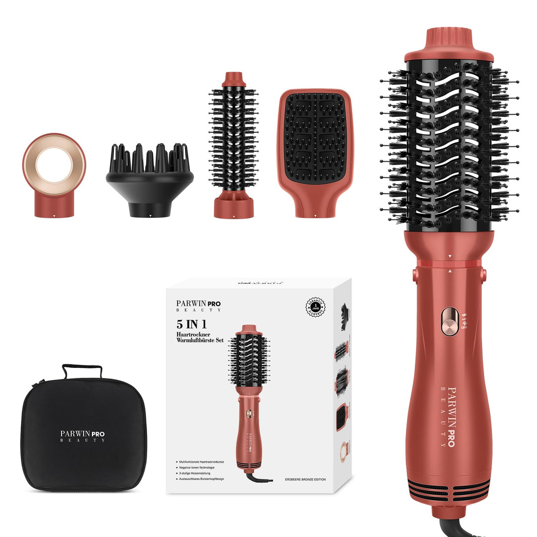 5 IN 1 Haartrockner Warmluftbürste Set, PARWIN PRO BEAUTY Multi-Styler Set Föhnbürste mit 5 Aufsätze