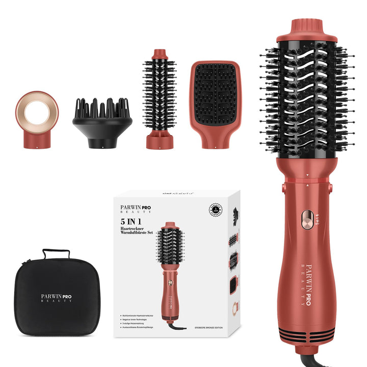 5 IN 1 Haartrockner Warmluftbürste Set, PARWIN PRO BEAUTY Multi-Styler Set Föhnbürste mit 5 Aufsätze