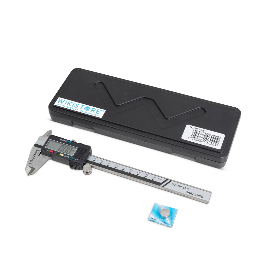 WIKISTORE DIGITAL TASCHEN MESSSCHIEBER 150 mm mit 4 Funktionen, analoger Bremssattel mit 40 mm Backe