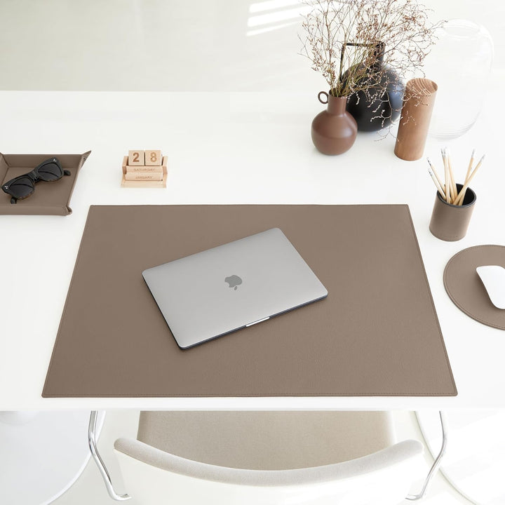 Eglooh - Iris - Taschenleerer aus echtem Leder Taupe Grau - Schreibtisch-Organizer mit modernem Desi