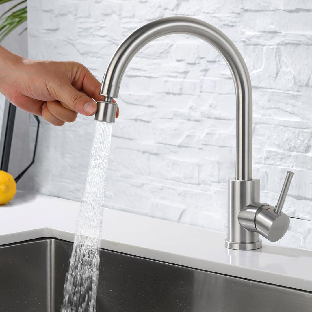 ONECE Küchenarmatur mit 2 Modi Brause, Wasserhahn Küche Hochdruck Spültischarmatur aus Edelstahl, 36