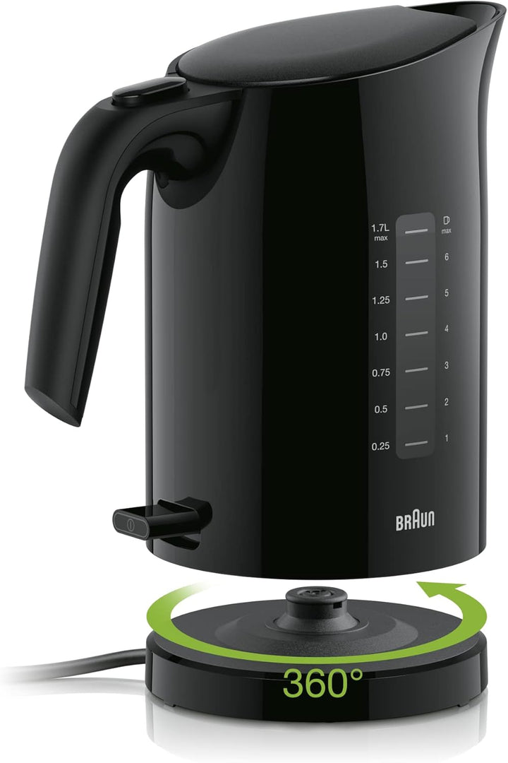 Braun WK 3110 BK Wasserkocher | Füllmenge 1,7 l | 3.000 Watt | Schnellkochsystem | Herausnehmbarer A