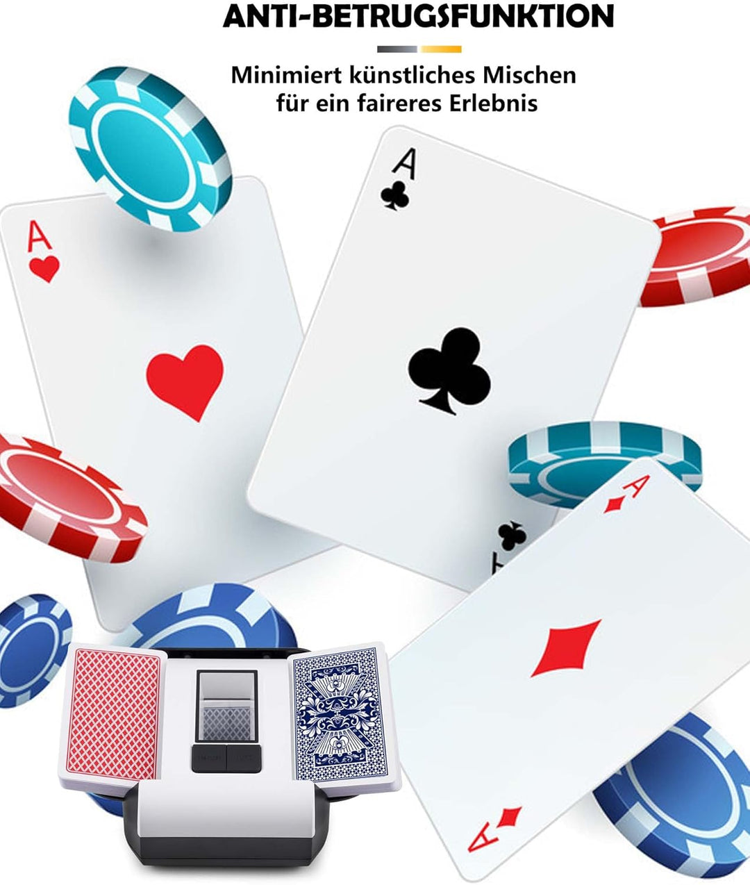 OBLITZON Kartenmischmaschine Elektrische Automatischer Kartenmischer für 1-2 Decks One-Press Auto &