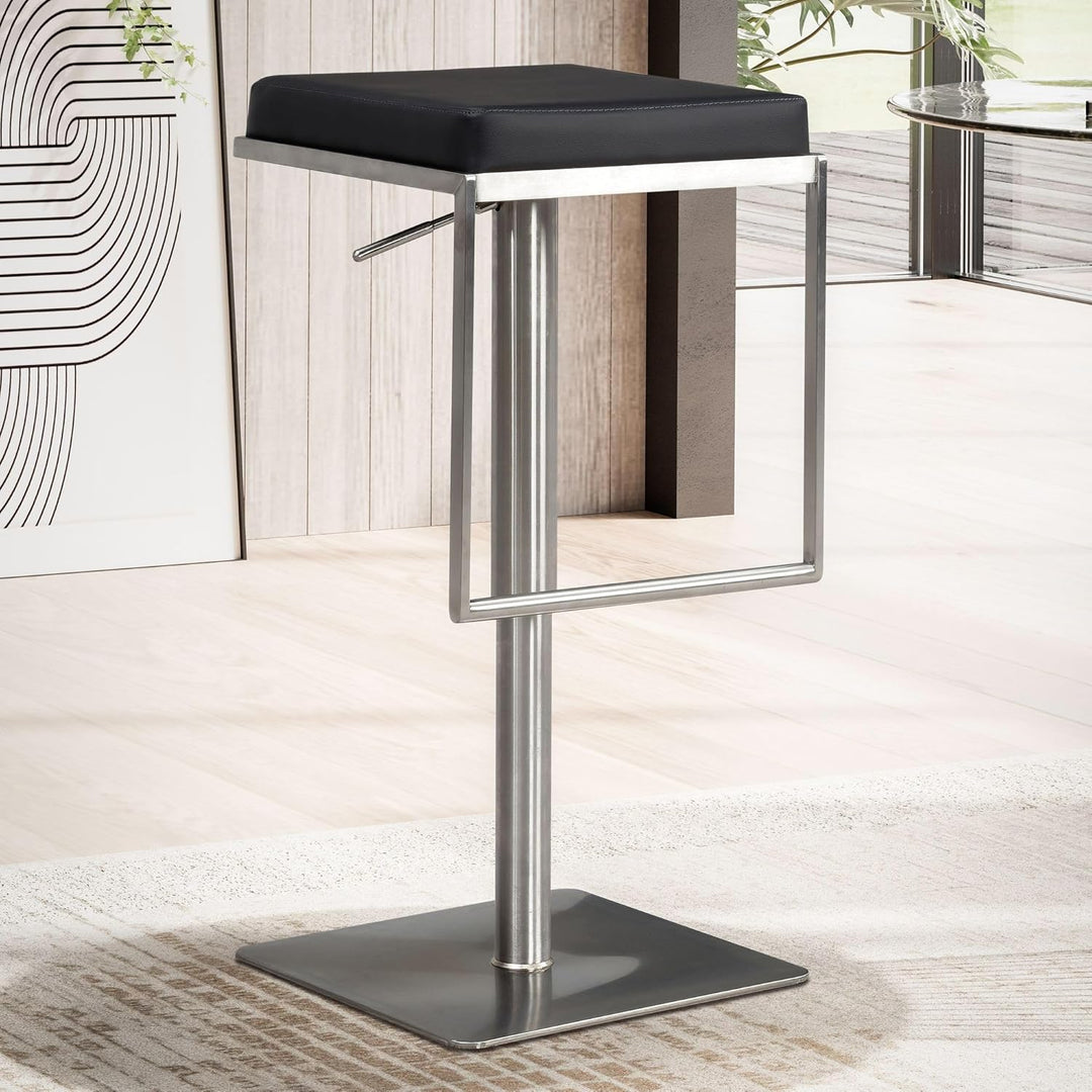 FineBuy Barhocker Schwarz Kunstleder Edelstahl Design Barstuhl Modern, Tresenstuhl Drehbar Gepolster