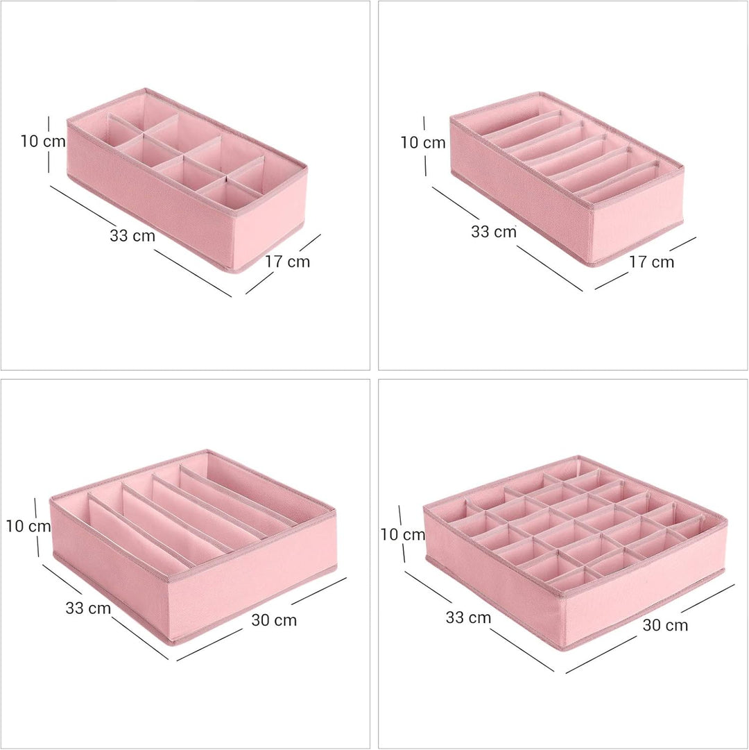 SONGMICS Unterwäsche-Organizer 4er Set, Schubladen-Organizer, faltbar, Ordnungssystem Kleiderschrank