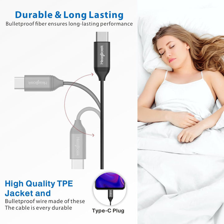 Hearprotek 2 Paar Schlaf-Ohrhörer, USB c-Kopfhörer mit Mikrofon-Silikon-Geräuschisolierung Typ c-Ohr