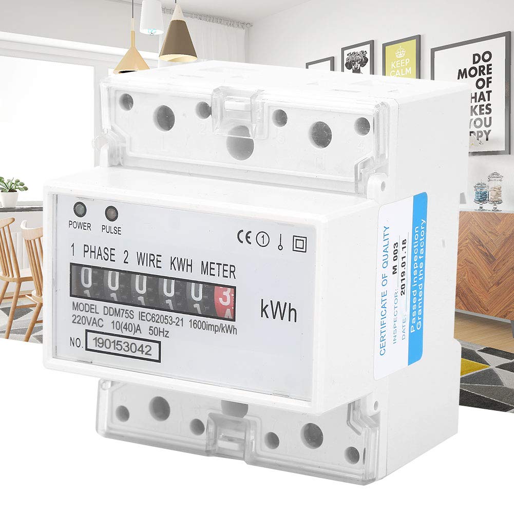 Digitale Stromzähler 1 Phase, AC 220V/230V 10-40A 2 Draht 4P Einphasiger Stromzähler Hutschiene, KWh