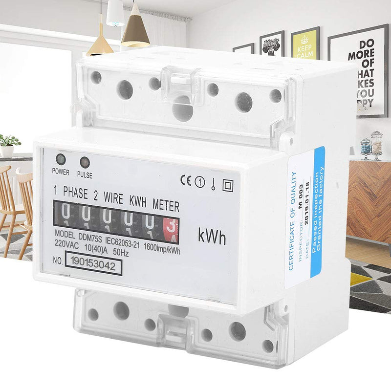 Digitale Stromzähler 1 Phase, AC 220V/230V 10-40A 2 Draht 4P Einphasiger Stromzähler Hutschiene, KWh