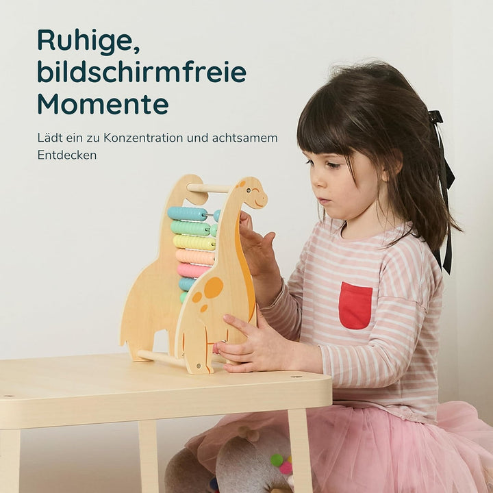 Twig & Leaf Rechenschieber für Kinder aus Holz, Dinosaurier Abakus Montessori Spielzeug zum Rechnen