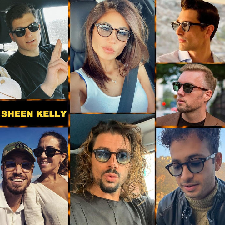 SHEEN KELLY Retro Acetat Ovale Sonnenbrille für Männer Frauen Hochauflösend Polarisierte Round Linse