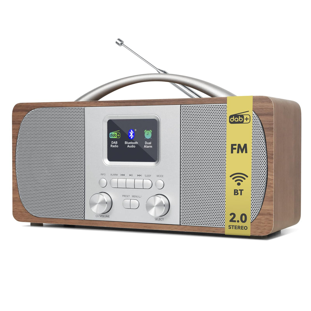Tragbares DAB Radio | Digitalradios netz- und Batteriebetrieben | DAB Radiowecker | UKW-Radio,Blueto