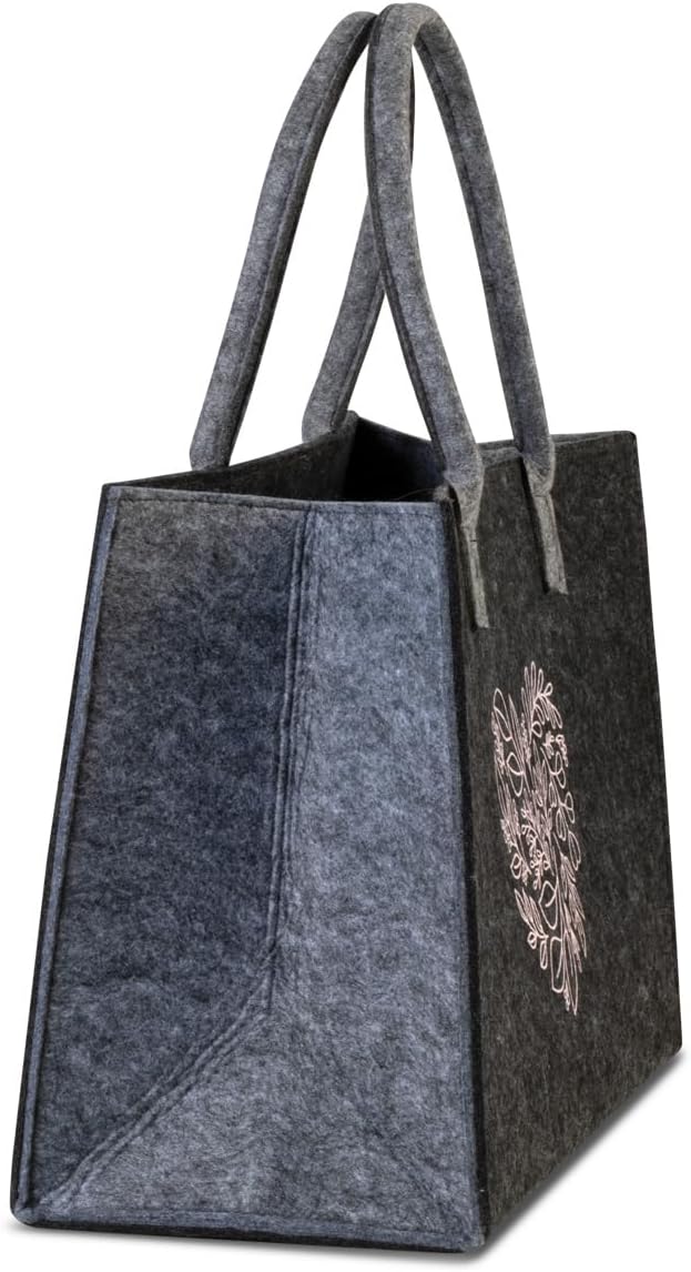 Filztasche Shopper, Einkaufstasche Filz Korb Holzkorb mit 24 Liter Volumen, 45 x 29 x 18 cm, (Schwar