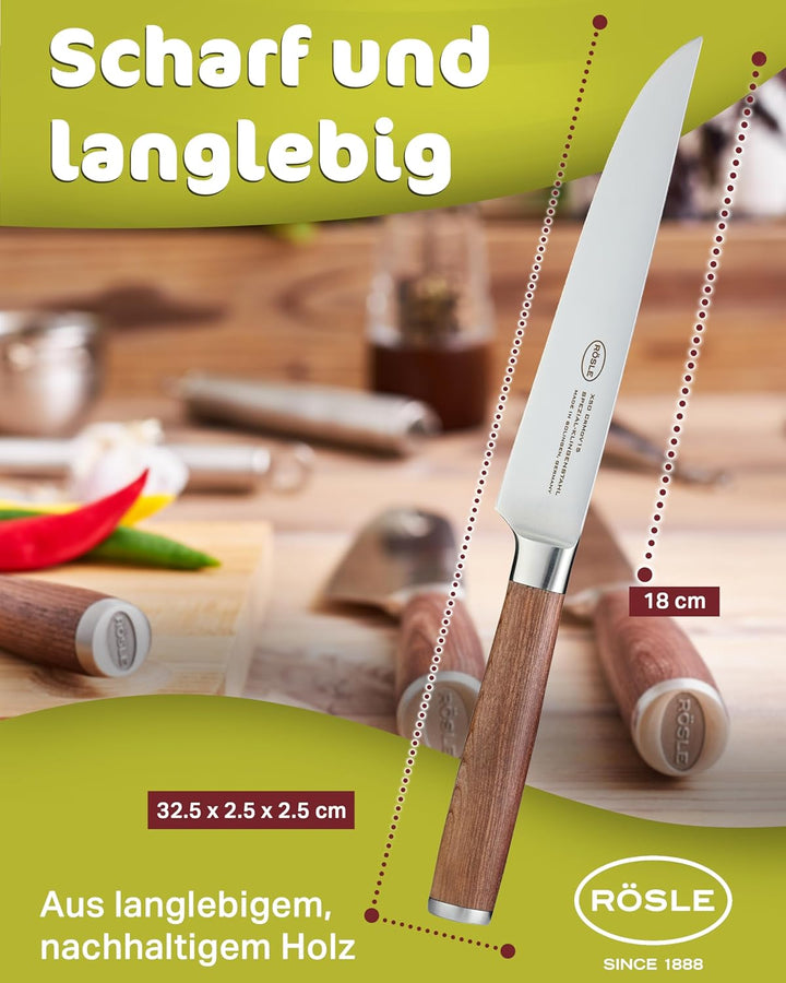 RÖSLE Fleischmesser Masterclass, Hochwertiges Küchenmesser zum Schneiden aller Arten von Fleisch, Tr