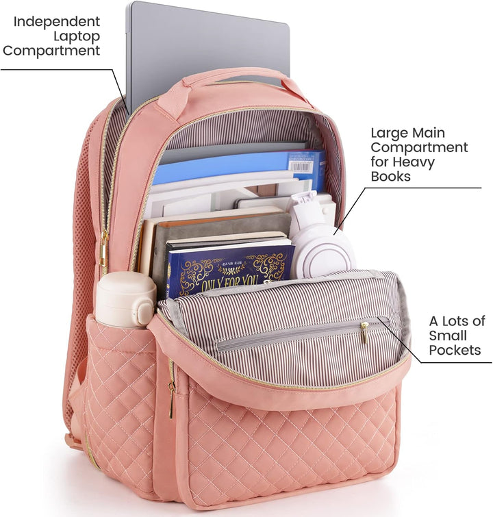 RJEU Schulrucksack Mädchen Teenager,Schule Rucksack Damen mit 15,6 Zoll Laptopfach für Student Uni S