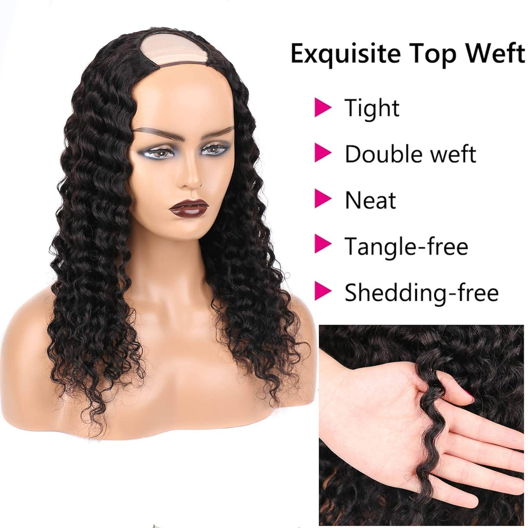 None Lace Front Machine Made Wig Deep Wave For Black Women 150% Density Soft And Silky Brazilian Glu