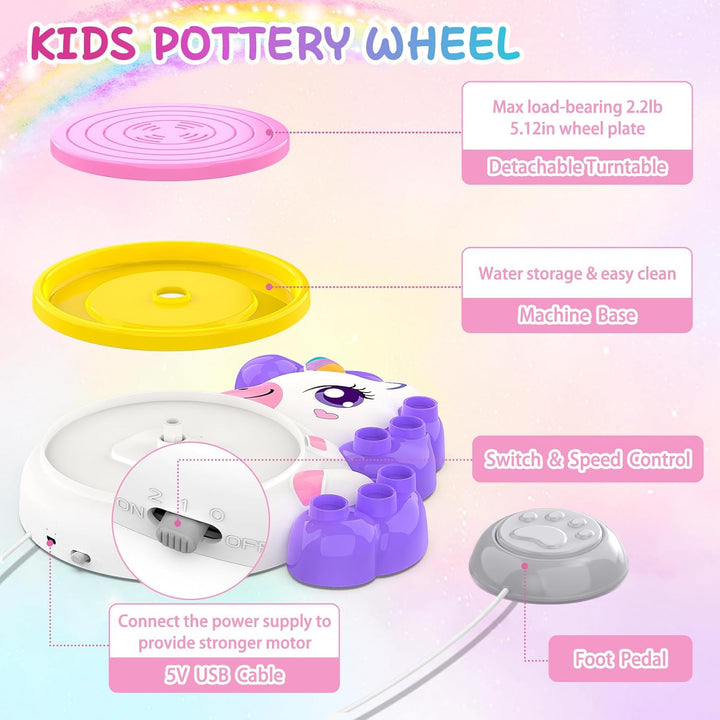 Töpferscheibe Elektrisch Kinder, Töpferset Zuhaus Drehscheibe Töpfern Spielzeug, Mädchen Geschenk 4
