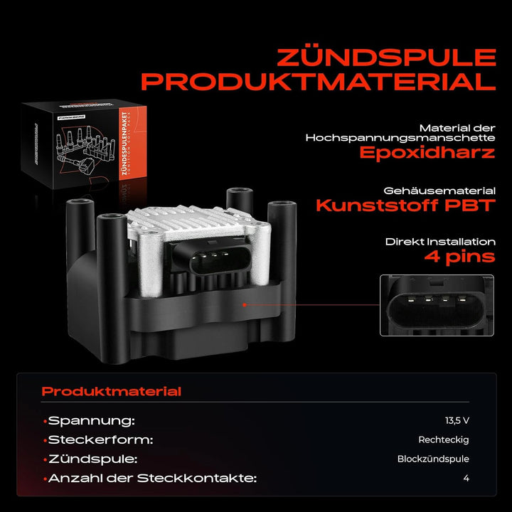 Frankberg Zündmodul Zündspule Kompatibel mit A1 A2 A3 A4 Altea Exeo Ibiza Leon Toledo Fabia Octavia