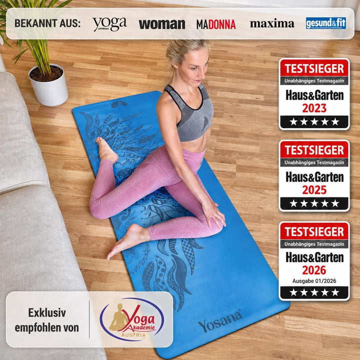 Yogamatte aus Naturkautschuk | extrem rutschfest | ULTRA GRIP Oberfläche aus ECO PU | extra breit 68