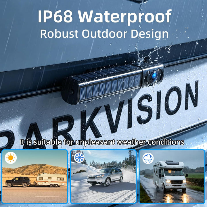 PARKVISION 5" Rückfahrkamera kabellos Solar, HD 1080P, 5000mAh Akku | IP68, einfache Installation, W