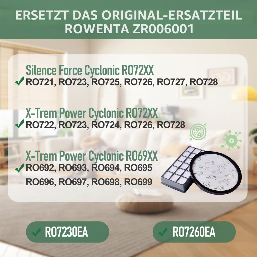 2 Filter Set für Rowenta RO69xx RO6984EA RO6941EA RO6963EA RO6921EA RO6971EA RO6993EA, Rowenta X-Tre