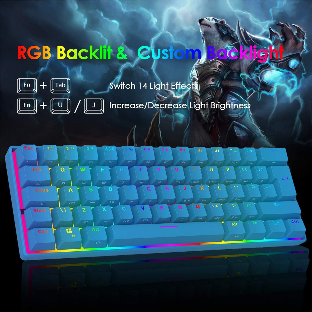 60% UK-Layout Kabelgebundene Gaming-Tastatur und -Maus, 62Keys Mini Compact Mechanical Keyboard, 19