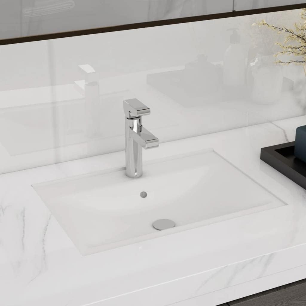 vidaXL Waschbecken Keramik Hahnloch Waschtisch Aufsatzwaschbecken Waschschale
