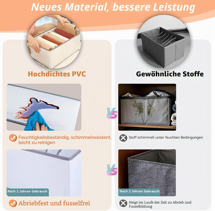 [4 Stück] Schrank Organizer Kleiderschrank Kleidung Aufbewahrung - 7 Fächer Faltbare Schubladen Ordn